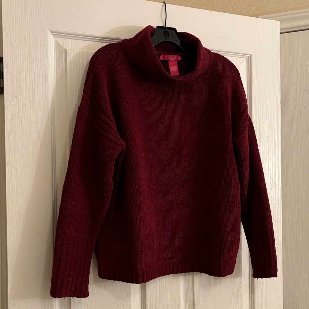 CATHERINE CATHERINE MALANDRINO Maroon High Neck Fuzzy Sweater - Picture 3 of 8